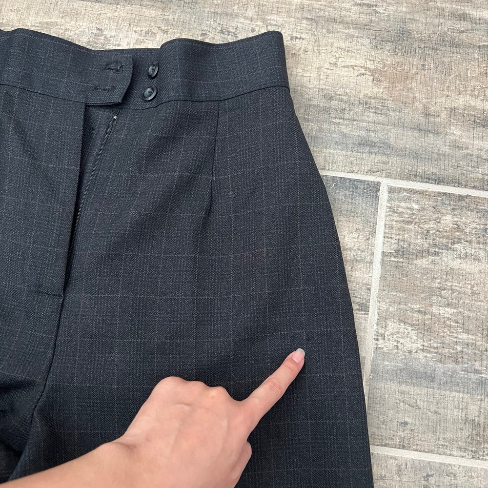 Y2K‎ XOXO Gray Plaid High Rise Wide Leg Trousers Waist 27 Baggy Pleated - Picture 9 of 12